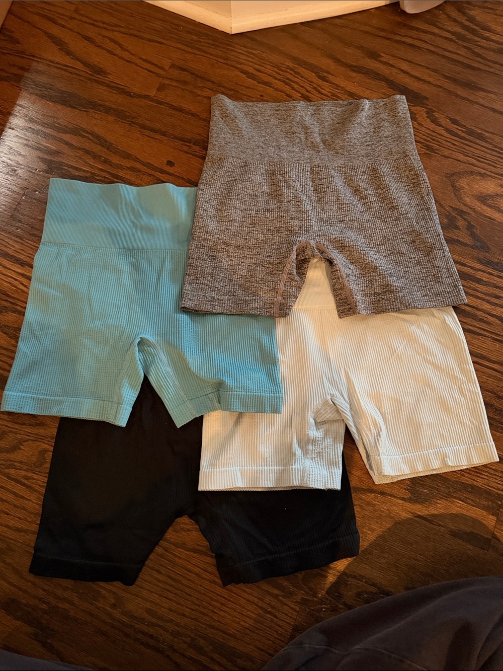 Colsie (Target) Ribbed Bike Shorts - Gray, Light Blue, Teal & Black